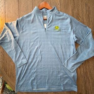 John Deere Light Blue Quarter-Zip Pullover